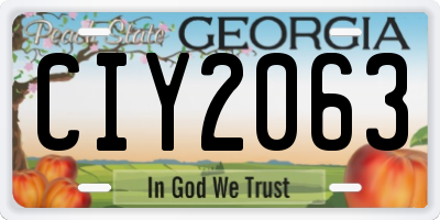 GA license plate CIY2063