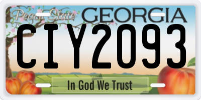 GA license plate CIY2093