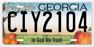 GA license plate CIY2104