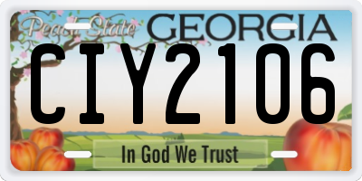 GA license plate CIY2106