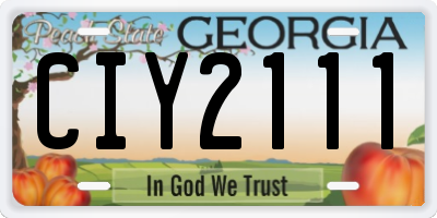 GA license plate CIY2111