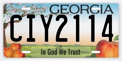 GA license plate CIY2114