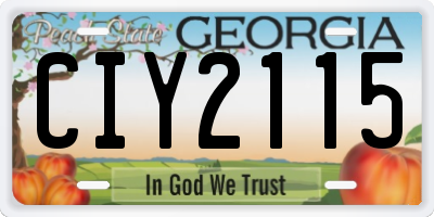 GA license plate CIY2115