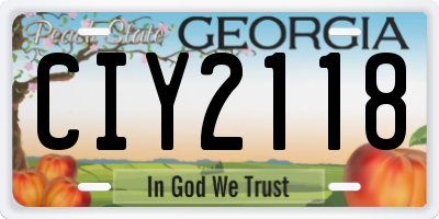 GA license plate CIY2118