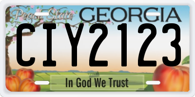 GA license plate CIY2123