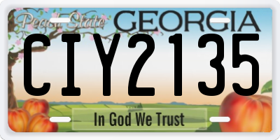 GA license plate CIY2135