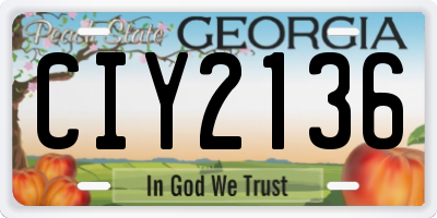 GA license plate CIY2136