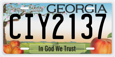 GA license plate CIY2137