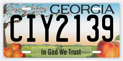 GA license plate CIY2139