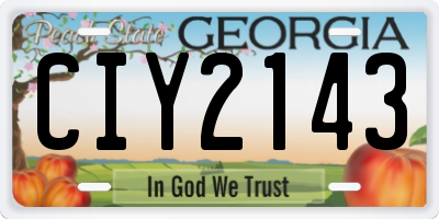 GA license plate CIY2143