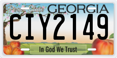 GA license plate CIY2149