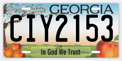 GA license plate CIY2153