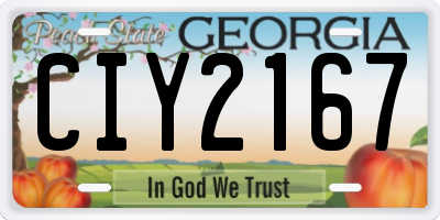 GA license plate CIY2167