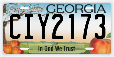 GA license plate CIY2173