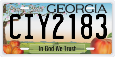 GA license plate CIY2183