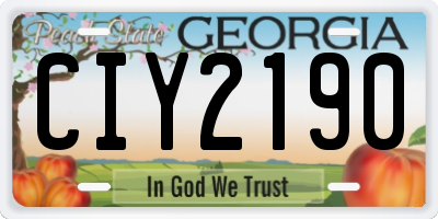 GA license plate CIY2190