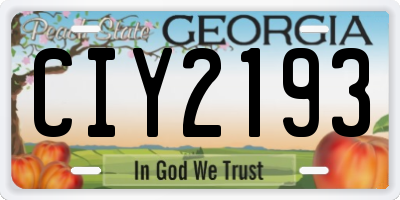 GA license plate CIY2193