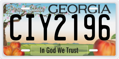 GA license plate CIY2196