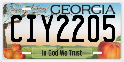 GA license plate CIY2205