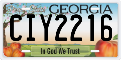 GA license plate CIY2216