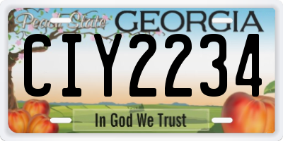 GA license plate CIY2234