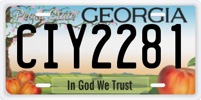 GA license plate CIY2281
