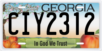 GA license plate CIY2312