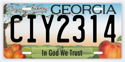 GA license plate CIY2314