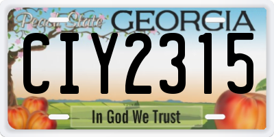 GA license plate CIY2315