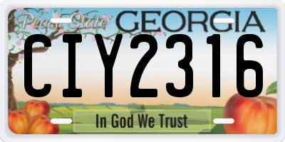 GA license plate CIY2316