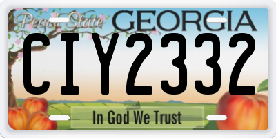 GA license plate CIY2332