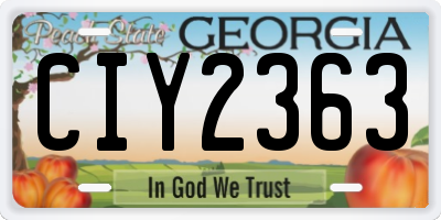 GA license plate CIY2363