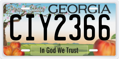 GA license plate CIY2366