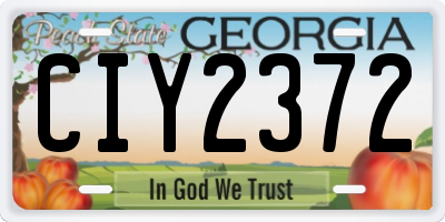 GA license plate CIY2372