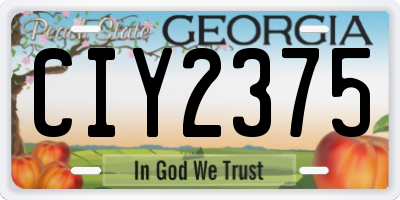 GA license plate CIY2375