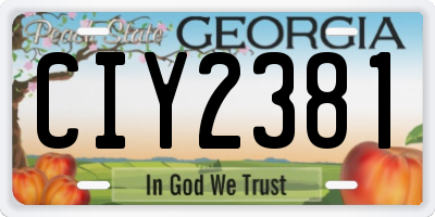 GA license plate CIY2381