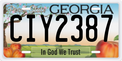 GA license plate CIY2387