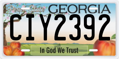GA license plate CIY2392