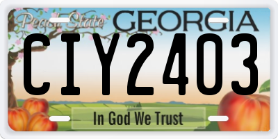 GA license plate CIY2403