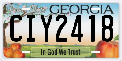 GA license plate CIY2418