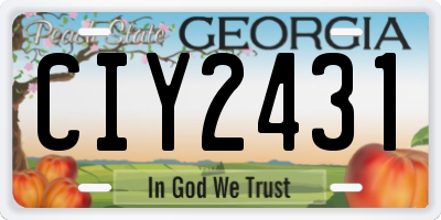 GA license plate CIY2431