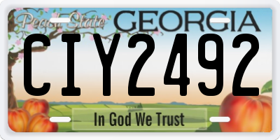 GA license plate CIY2492