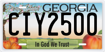 GA license plate CIY2500