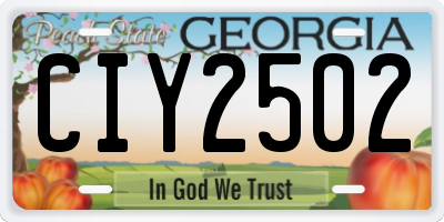 GA license plate CIY2502