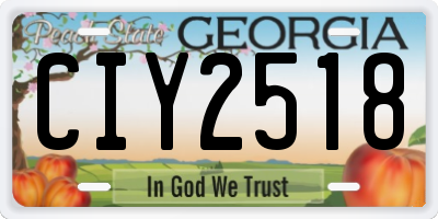 GA license plate CIY2518