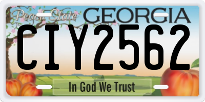GA license plate CIY2562