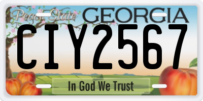 GA license plate CIY2567