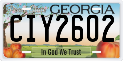 GA license plate CIY2602