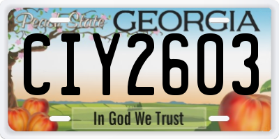 GA license plate CIY2603