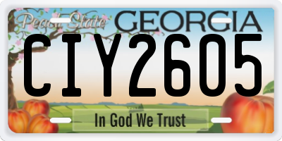 GA license plate CIY2605